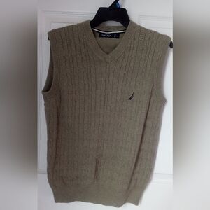 Nautica Cable-Knit V-Neck Sweater Vest - Olive